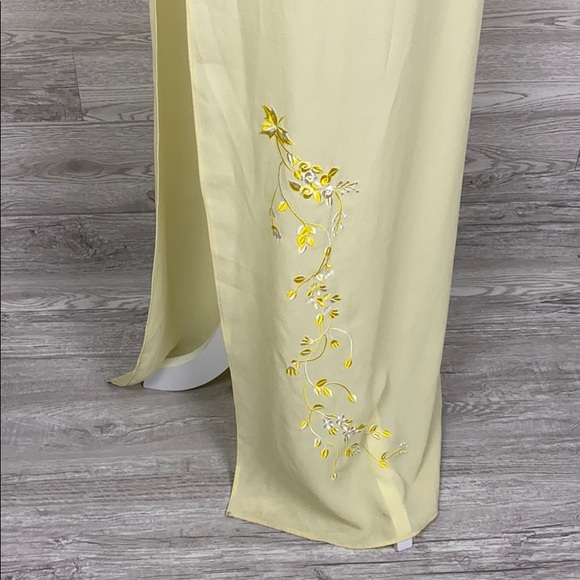 Vintage Yellow Embroidered high Slit Maxi Dress - Picture 6 of 8